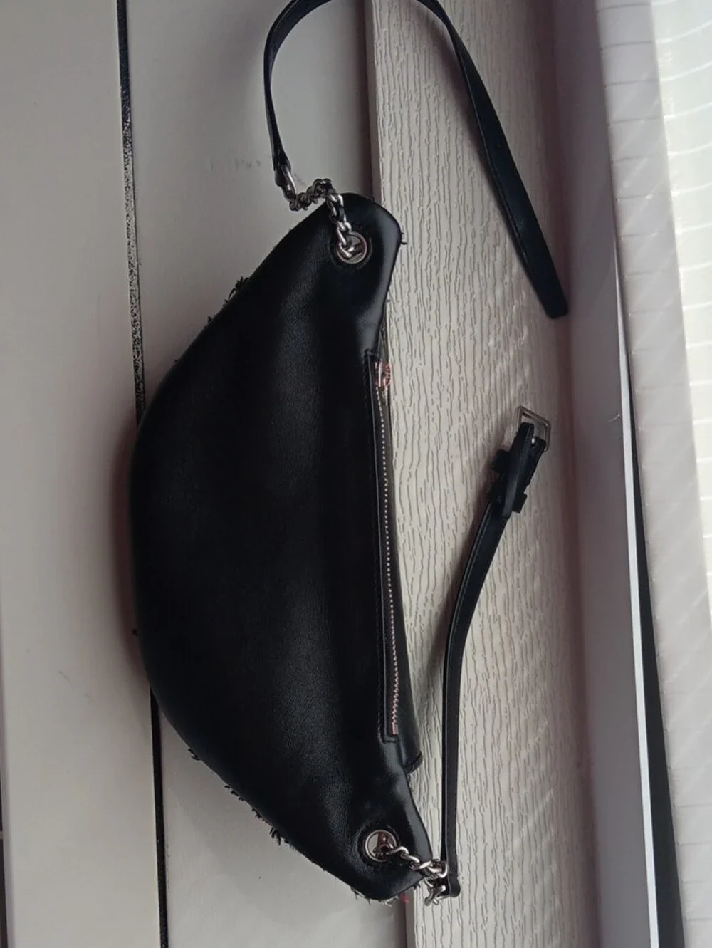 Tory Burch Black and Red Tweed Shoulder Bag with Tassel